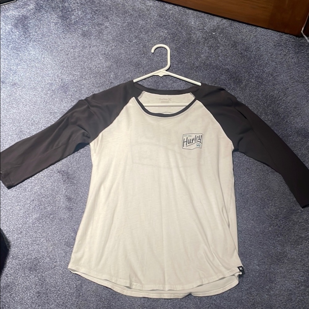 Hurley White and Black Baseball Tee - Picture 1 of 4